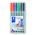 STAEDTLER® Lumocolor non-permanent Folienschreiber-Set, Medium, ca. 1 mm, 6 Farben