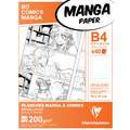 Clairefontaine Manga-Papier, 25 cm x 35,3 cm, DIN B4, 200 g/m², glatt, 1-fach-Raster, Packung mit 40 Blatt