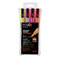 UNI POSCA Glitter-Marker PC-3ML 4er-Sets, Glitter Rosa, Gelb, Rot, Orange, Kunststoff-Etui