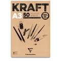Clairefontaine Kraftpapier-Block, 120 g/m², 29,7 cm x 42 cm, DIN A3, 120 g/m², gerippt, Block mit 50 Blatt