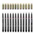SAKURA PIGMA MICRON™ Fineliner-Sets, Black & Gold Edition, 10 Fineliner, 1 Brushpen, 1 Everyday Pen