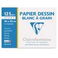 Clairefontaine Zeichenpapier DESSIN BLANC À GRAIN, 24 cm x 32 cm, Packung mit 12 Bogen, glatt|rau, 125 g/m²