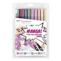 TOMBOW® ABT Dual Brush Pen Manga Set, Manga Shojo, 0,8 mm, Pinselspitze|konische Spitze