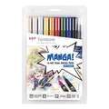 TOMBOW® ABT Dual Brush Pen Manga Set, Manga Shonen, 0,8 mm, Pinselspitze|konische Spitze