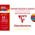 Clairefontaine "Dessin à Grain" Zeichenpapier Sortimente, 24 cm x 32 cm, 12 Blatt, lebhafte Farben