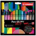 STABILO® ARTY Pen 68 MAX-Sets, 12er Etui, 1-5 mm, Keilspitze