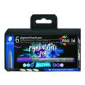 STAEDTLER® pigment arts pen brush 371, 6er-Sets, Blues & Violets, Set, Pinselspitze