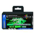 STAEDTLER® pigment arts pen brush 371, 6er-Sets, Greens & Turquoises, Set, Pinselspitze