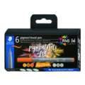 STAEDTLER® pigment brush pen 371, 6er-Sets, Greys & Caramels, Set, Pinselspitze
