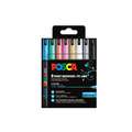 UNI POSCA Liner PC-1MR, 8er-Sets, Metallicfarben, 0,7 mm, metallgefasste Spitze, Kartonverpackung