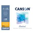 CANSON® Montval® Aquarellkarton, 300 g/qm Feinkorn, 42 cm x 59,4 cm, DIN A2, 300 g/m², fein, Block mit 12 Blatt, an der kurzen Seite geleimt