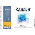 CANSON® Montval® Aquarellkarton, 300 g/qm Feinkorn, 29,7 cm x 42 cm, DIN A3, 300 g/m², fein, Spiralblock mit 12 Blatt, gebunden an der kurzen Seite