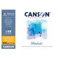 CANSON® Montval® Aquarellkarton, 300 g/m² Feinkorn, 10,5 cm x 15,5 cm, 300 g/m², fein, Block mit 12 Blatt, 4-seitig geleimt