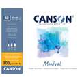CANSON® Montval® Aquarellkarton, 300 g/qm Feinkorn, 40 cm x 50 cm, 300 g/m², fein, Block mit 12 Blatt, 4-seitig geleimt
