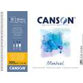 CANSON® Montval® Aquarellkarton, 300 g/qm Feinkorn, 32 cm x 41 cm, 300 g/m², fein, Spiralblock mit 12 Blatt, gebunden an der kurzen Seite