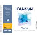 CANSON® Montval® Aquarellkarton, 300 g/qm Feinkorn, 37 cm x 46 cm, 300 g/m², fein, Spiralblock mit 12 Blatt, gebunden an der kurzen Seite