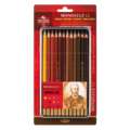KOH-I-NOOR Mondeluz Aquarellstift 24er Set, 12 Stifte, Brauntöne