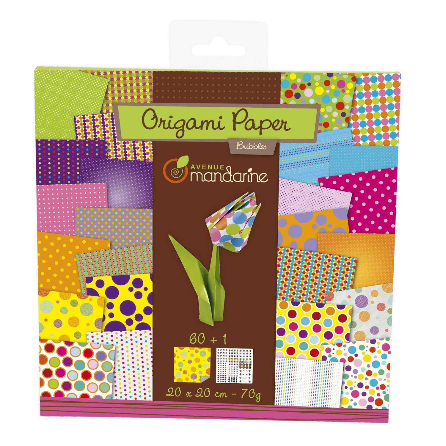 Avenue Mandarine 52506O - Un paquet de 60 feuilles Origami 20x20 cm 70G (30  motifs x 2 feuilles) et une planche de stickers incluse, Bubbles :  : Hogar y cocina