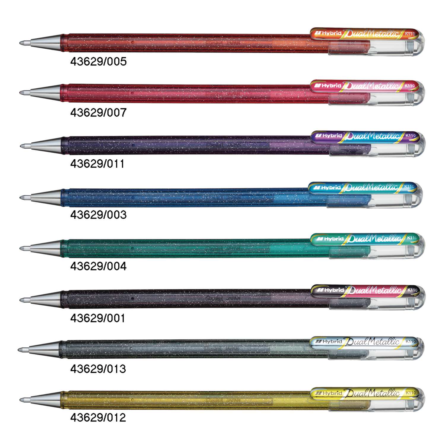 Pentel Hybrid Dual Metallic Stifte – 3er Pack, Flüssige Gel-Tinte, Metallisch Schimmernd