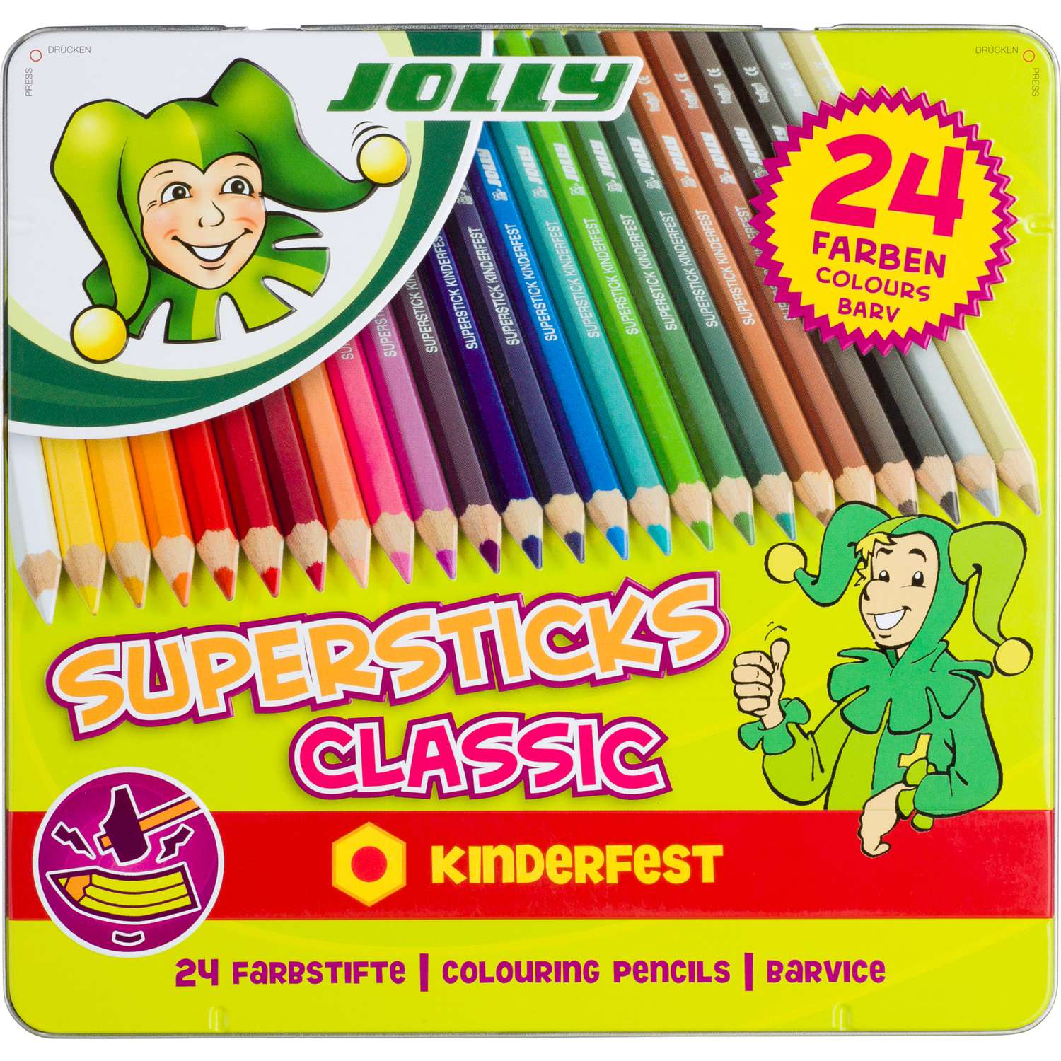 Jolly Buntstifte Superstick Classic 48er Metalletui Farben kinderfest XXL Box 
