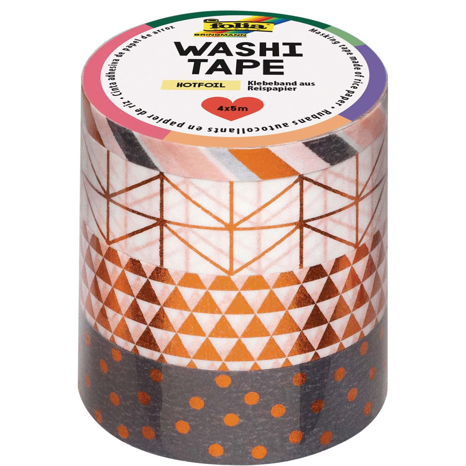 folia Washi Tape HOTFOIL Deko-Klebeband matt 15,0 mm x 5,0 m 4 Rollen