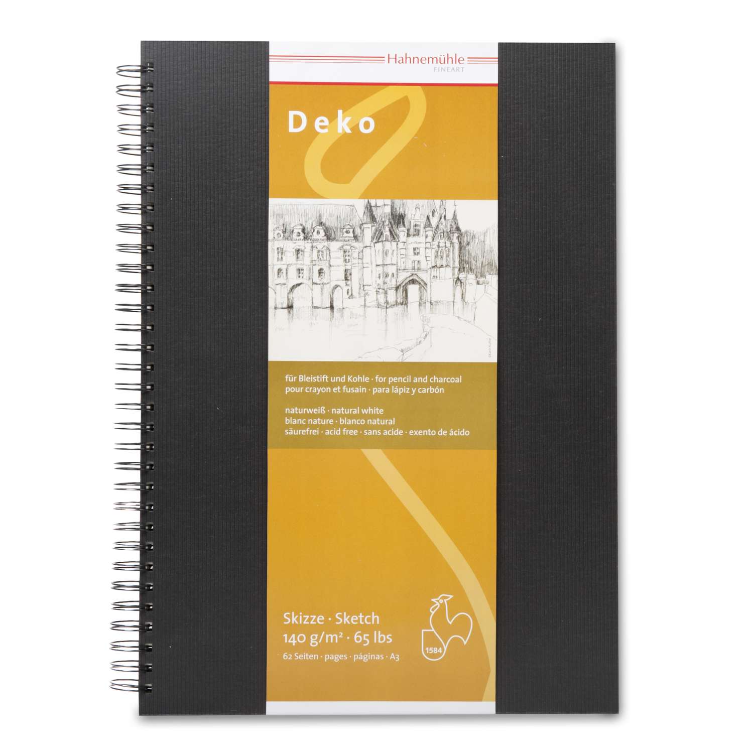 Hahnemühle Skizzenbuch Deko – DIN A5, 140g/m², 62 Blatt, Schwarzer Einband