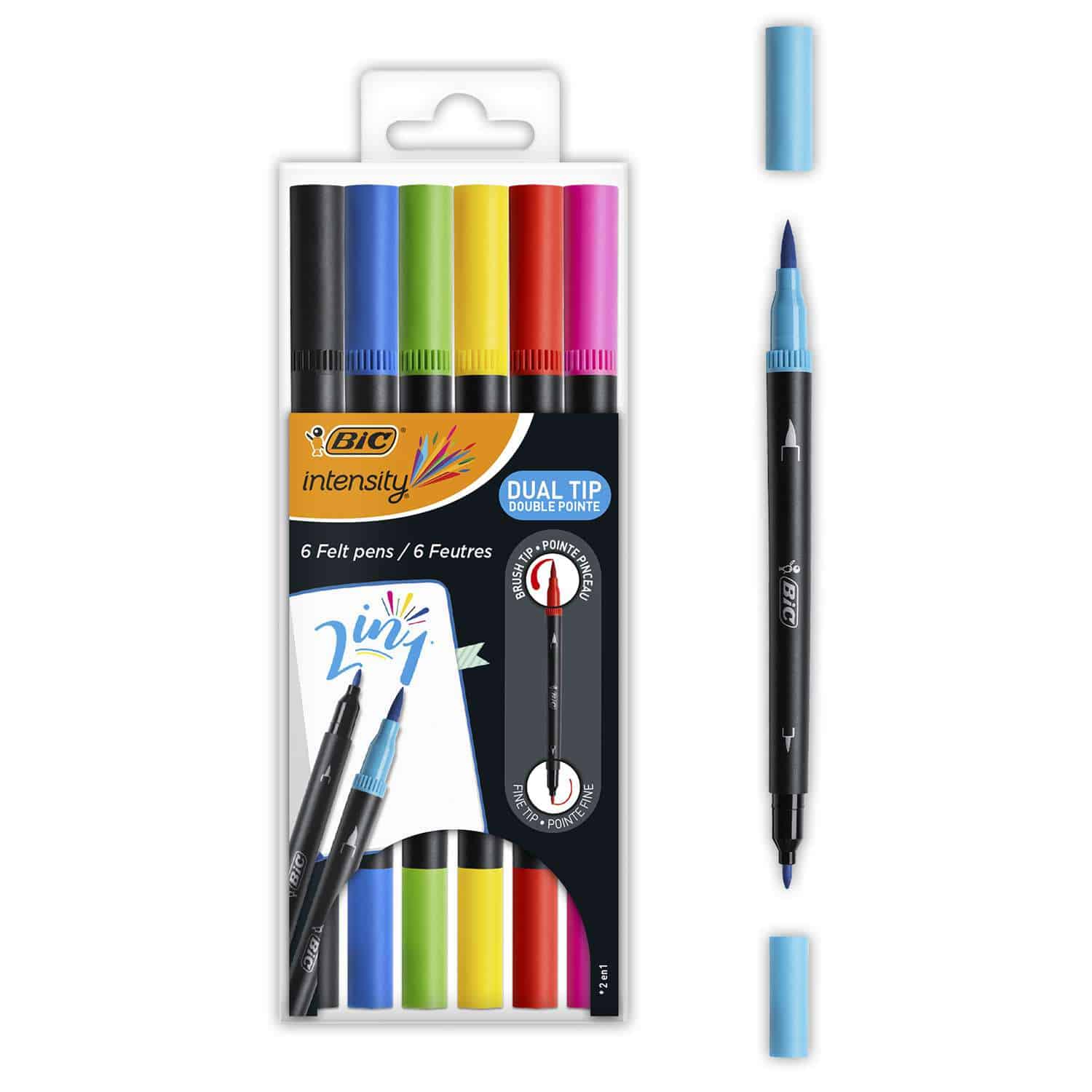 Ideal für das Büro Filzstifte Set mit 12 Stiften in Hellblau BIC Intensity Fineliner das Home Office oder die Schule mit feiner Spitze 