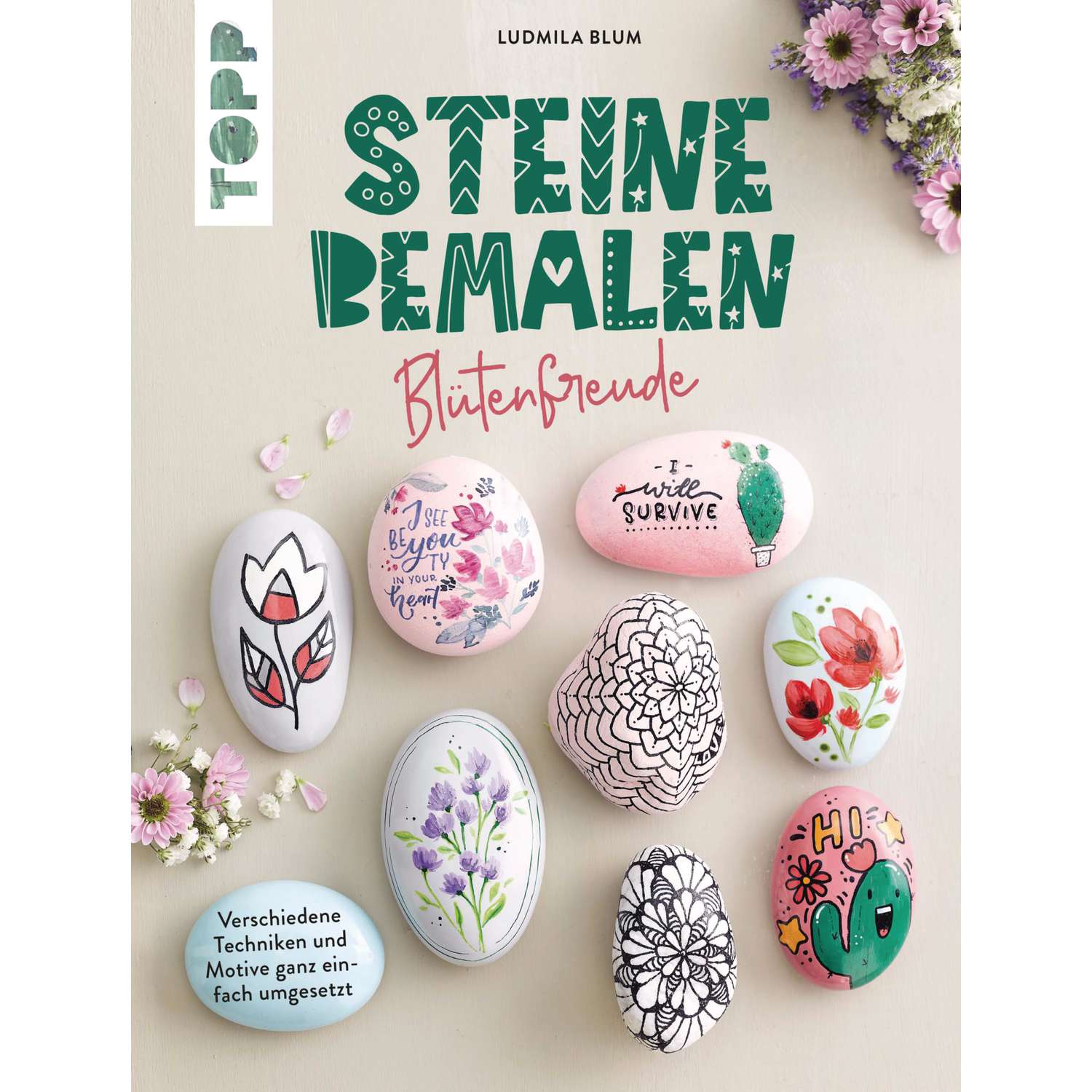 Steine bemalen - Blütenfreude online - Künstlershop Kaufen 