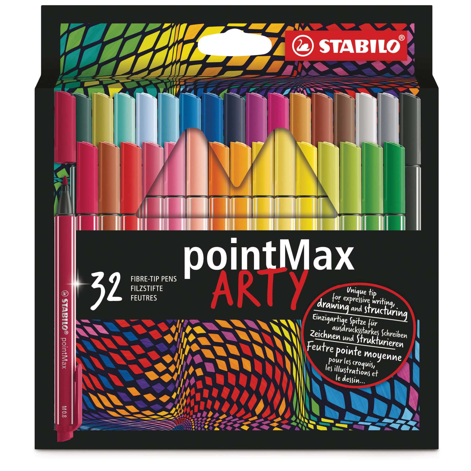 STABILO PointMax Filzschreiber 10er Pack – Robuste Nylon-Spitze 0,8 Mm, In Rosa, Mit Clip