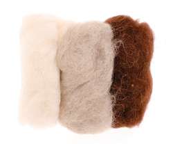 GLOREX Schafwolle Mischpackungen, 3 x 10 g, Natur-Mix