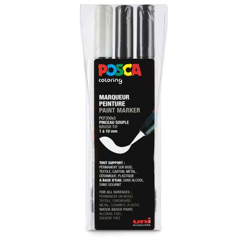 UNI POSCA Brush-Marker Set PCF-350, black & white 