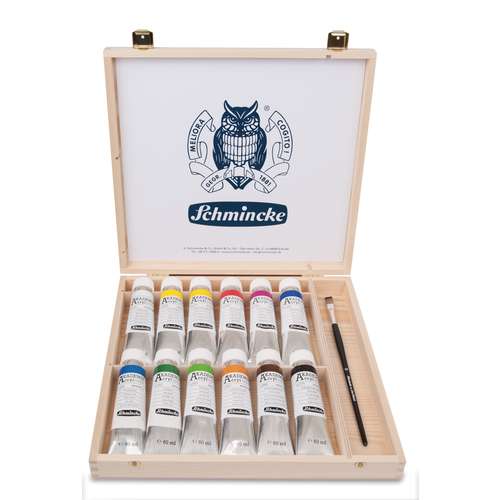 Schmincke AKADEMIE® Acryl color Acrylfarben-Set im Holzkasten 