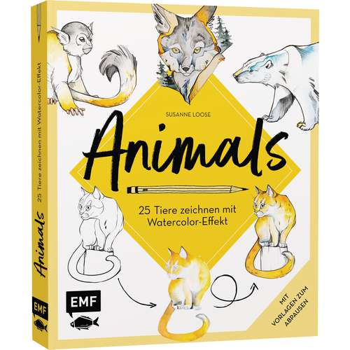 Animals - 25 Tiere zeichnen mit Watercolor-Effekt 