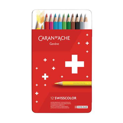 CARAN D'ACHE® Swisscolor im Metall-Etui, wasserfeste Farbstifte 