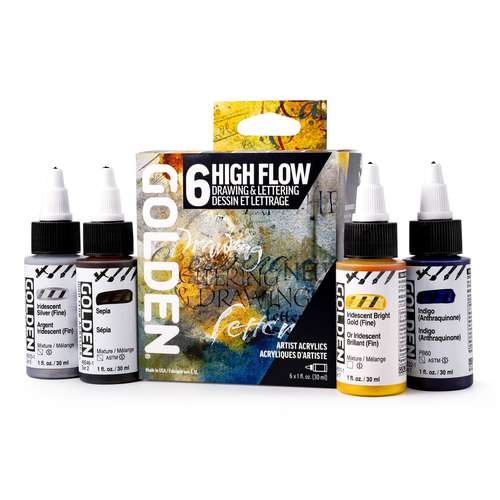 GOLDEN High Flow Acrylfarbe, Drawing & Lettering-Set 