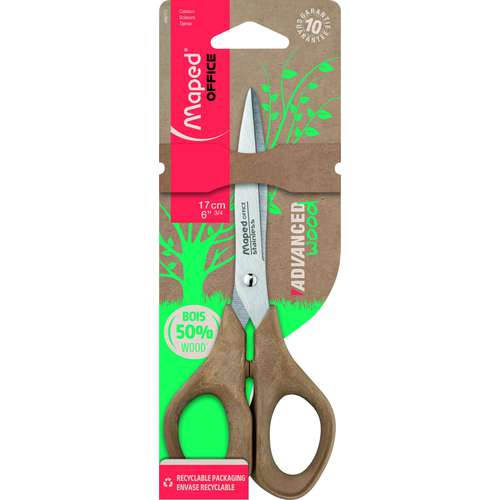 Maped Schere Advanced Wood 25 Cm – Ergonomische Griffe Aus Holzpulver, Edelstahlklingen, Für Stoff & Papier