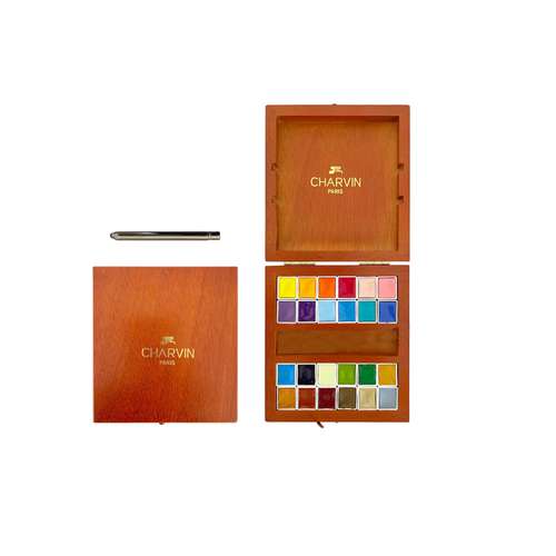 Aquarellpalette Mit Leeren Halbpfannen – 24 Weiße Pfannen, Ausklappbare Mischfläche, Ideal Für Unterwegs