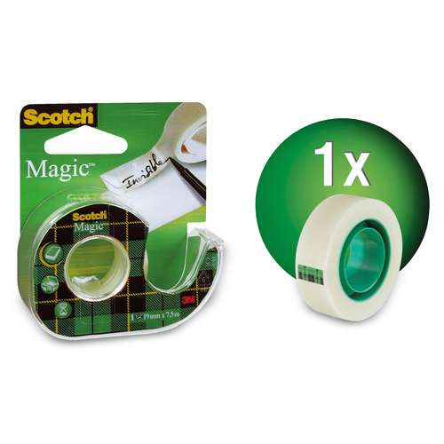 Scotch™ Magic Invisible Tape – Abroller + 1 Rolle Unsichtbares, mattes Klebeband 