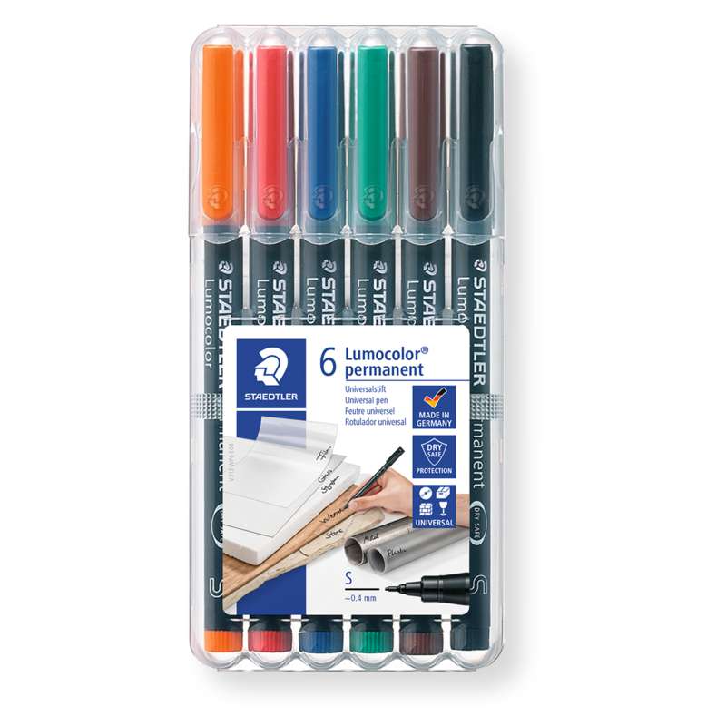 STAEDTLER Lumocolor permanent Folienschreiber, Sets, Superfein, ca. 0,4 mm, 6 Farben