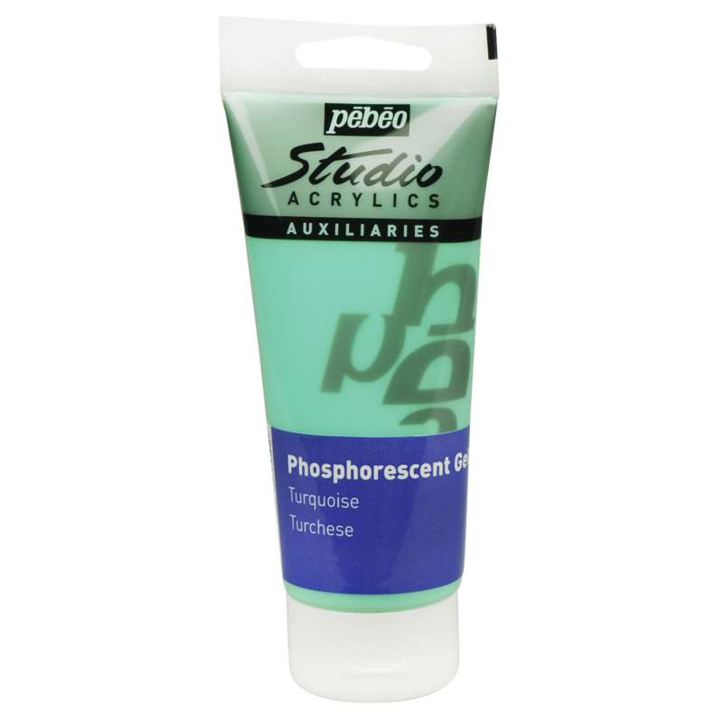 pébéo Nachtleuchtgel Studio, Phosphoreszierendes Türkis, 100-ml-Tube