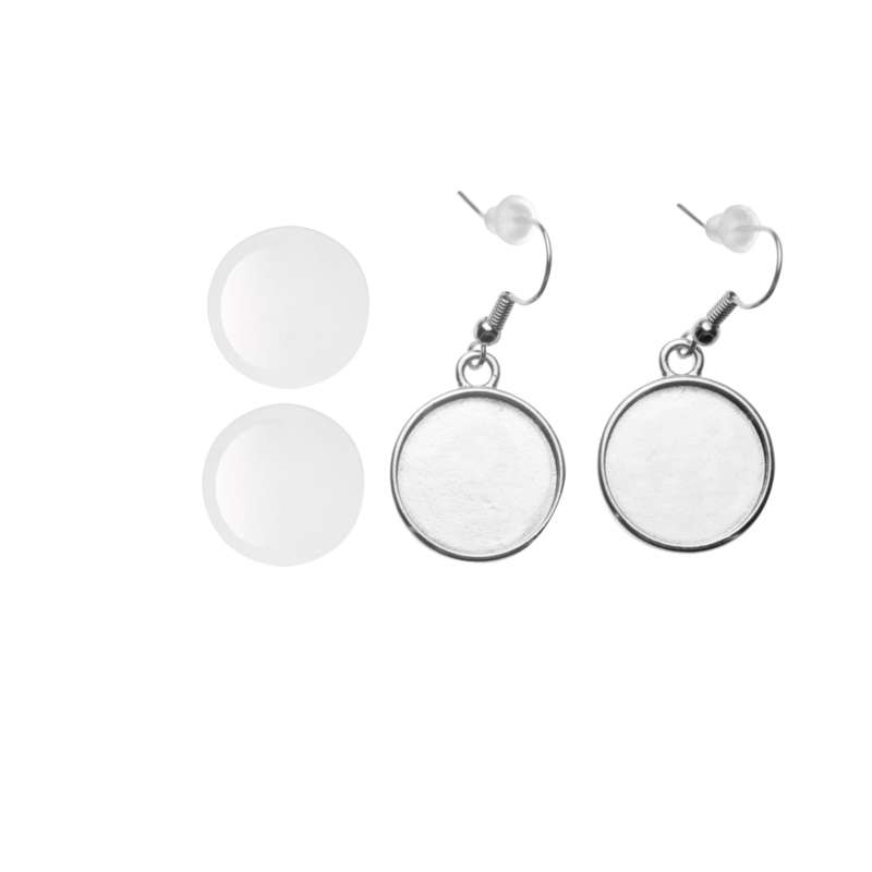 Cabochon Ohrhänger rund, silberfarben, d 18 mm