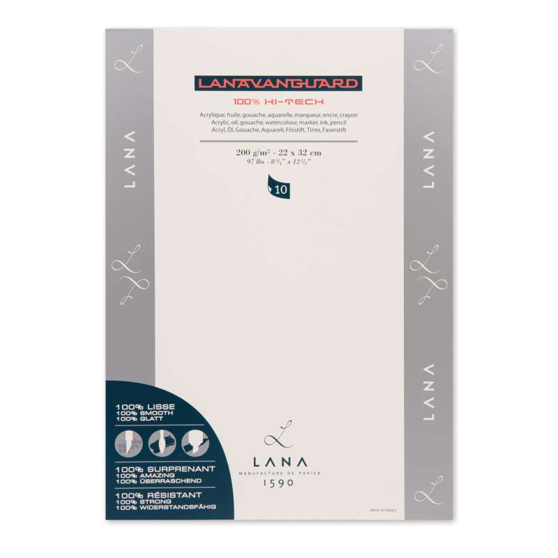 LANAVANGUARD Universal-Malgrund, 22 cm x 32 cm, 200 g/m², glatt, Block (1-seitig geleimt)