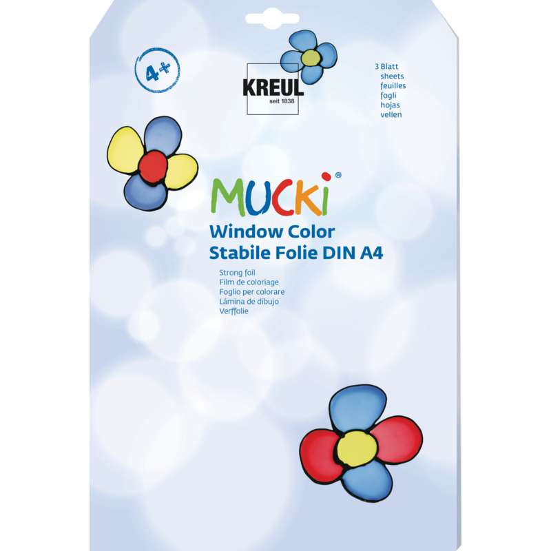 MUCKI Window Color Stabile Folien, 3 Blatt, DIN A 4