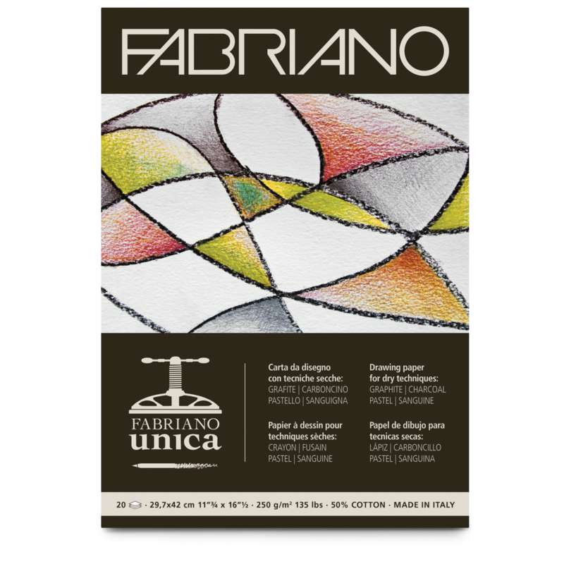 FABRIANO Unica Druckpapier Block, 21 cm x 29,7 cm, DIN A4, Block mit 20 Blatt (1-seitig geleimt), 250 g/m²
