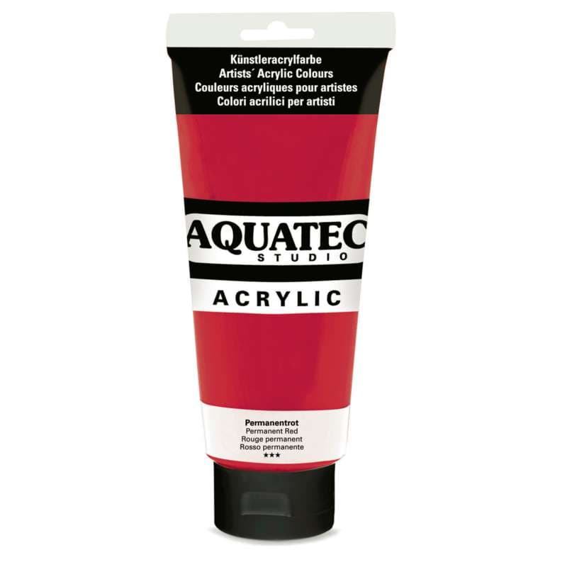 AQUATEC Studio Acrylfarbe, einzeln, 200-ml-Tube, Permanentrot