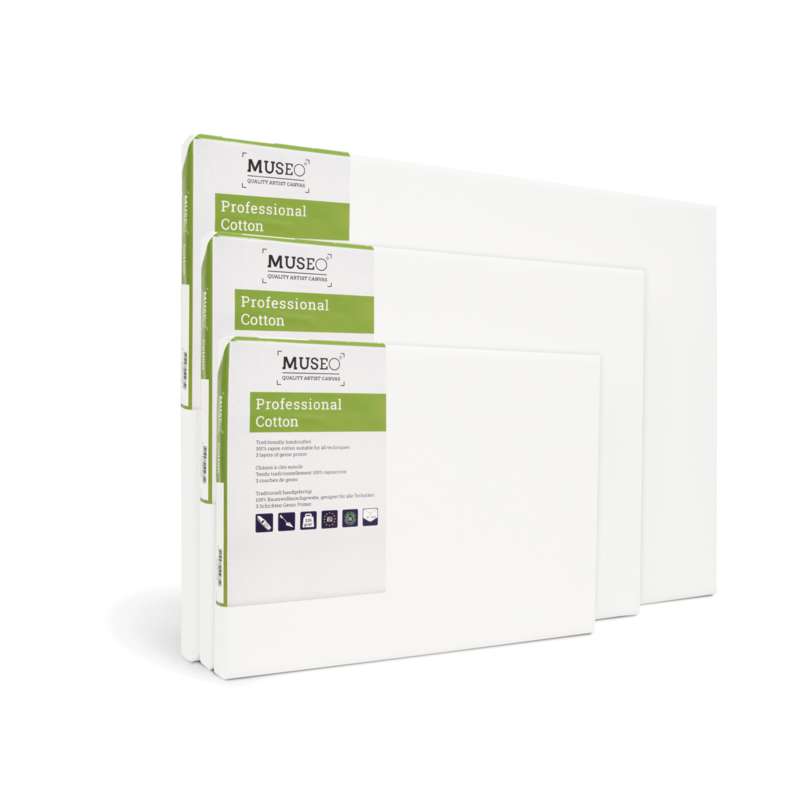 MUSEO Professional Cotton Keilrahmen, 40 cm x 100 cm, 335 g/m², 1 Stück, 2) Mit Mittelstrebe