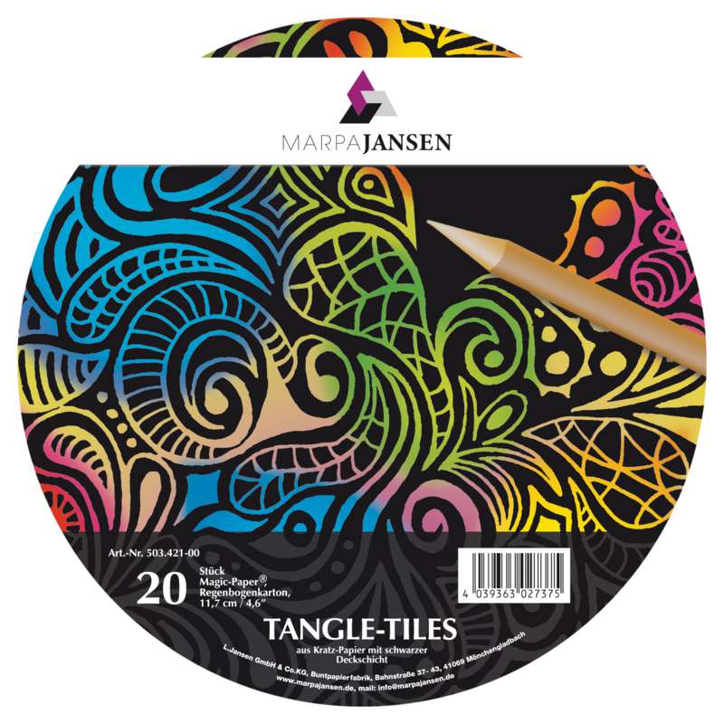 MARPA JANSEN Magic Paper Tangle Tiles, Regenbogen, Rund, d 11,7 cm