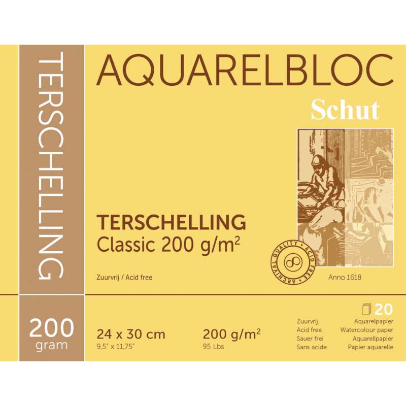 Schut Terschelling Aquarellblock, 24 cm x 30 cm, 300 g/m², Rough / Ruw, rau