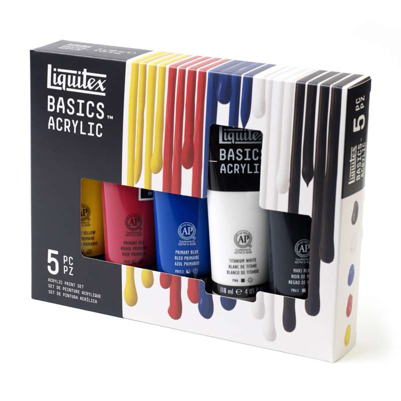 Liquitex BASICS Acrylfarben Primär-Set, 5 Tuben x 118 ml, Set