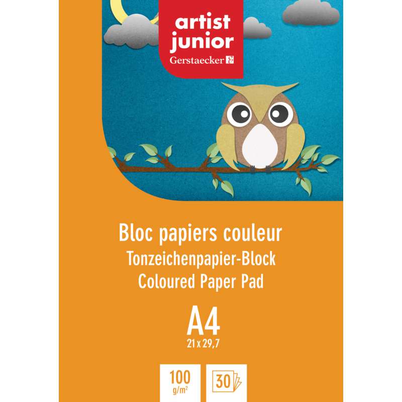 artist junior Tonzeichenpapier-Block, Block (1-seitig geleimt), 21 cm x 29,7 cm, DIN A4, 100 g/m²